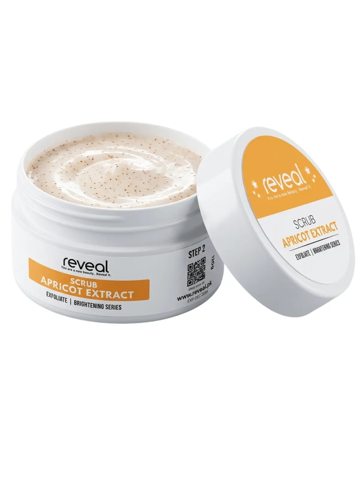 Reveal SalonGlow Step 2 Apricot Extract Scrub 120g, exfoliating facial scrub for oily skin in Pakistan 6 step facial kit pakistan