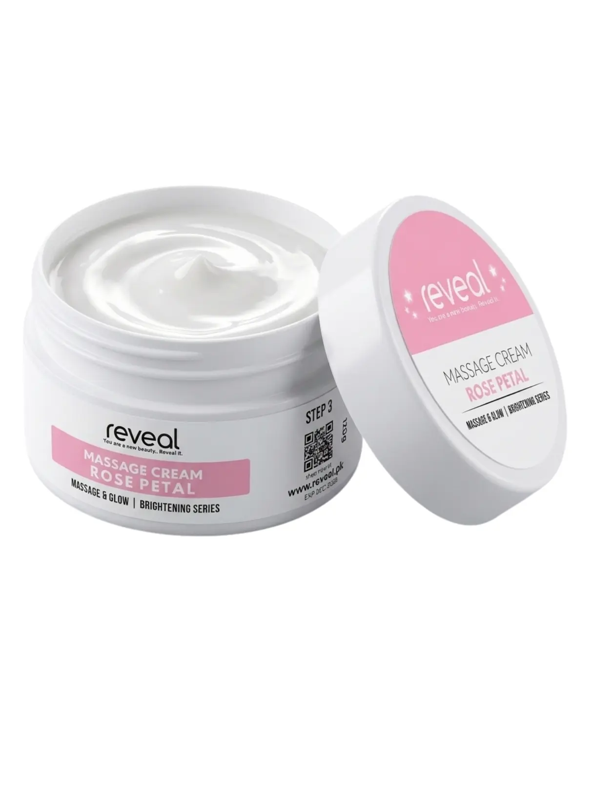 Reveal SalonGlow Step 3 Rose Petal Massage Cream 120g, brightening massage cream from at-home 6 step facial kit pakistan