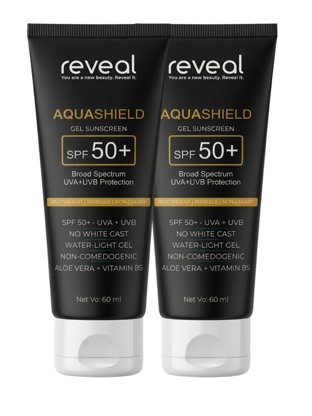 Reveal AquaShield SPF 50+ Gel Sunscreen 2 Pack, no white cast sunscreen for all skin types Pakistan