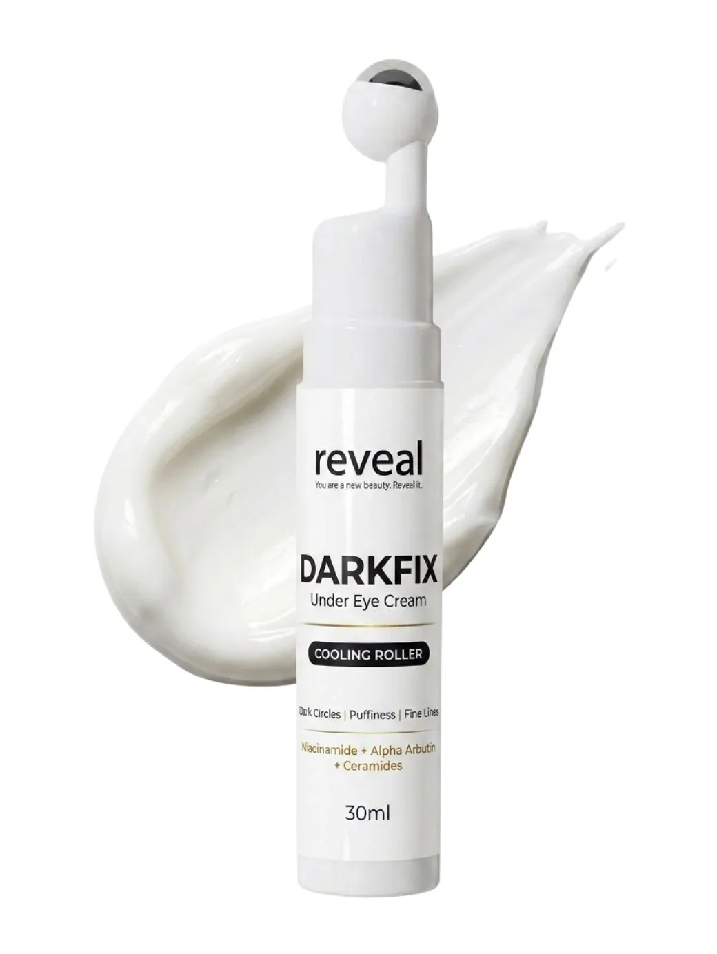 Reveal DarkFix - best under eye cream for dark circles Pakistan with cooling massage roller and airless bottle